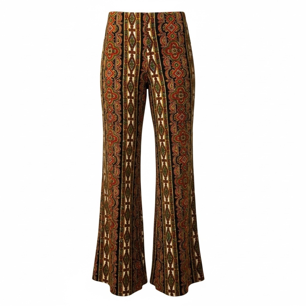 Vintage Bohemian Wide Leg Pants in Red and Brown